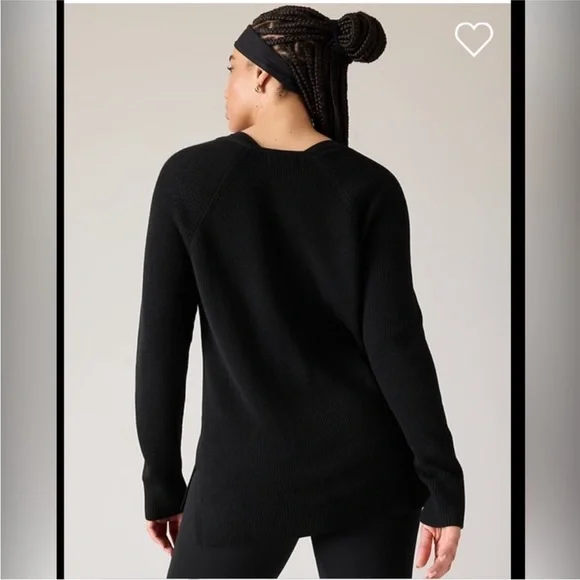 NWT ATHLETA Hanover V-Neck Black Ribbed Sweater-Size XS - Picture 2 of 11
